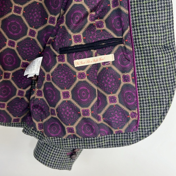 Wool blend blazer size EU38 grey green padded elbow NWOT pockets front lined - Picture 11 of 17